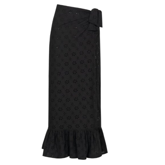 Black Eyelet Wrap Skirt - Picture 1 of 4